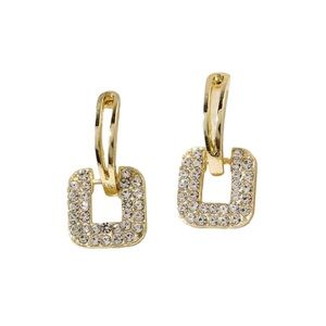 Gold and Rhinestone Drop Earrings